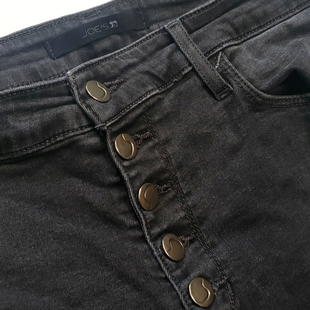 JOE'S high-rise button skinny black jeans